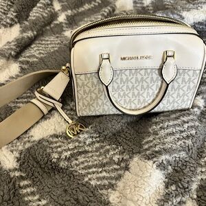 Michael Kors Cream and Tan Crossbody Bag